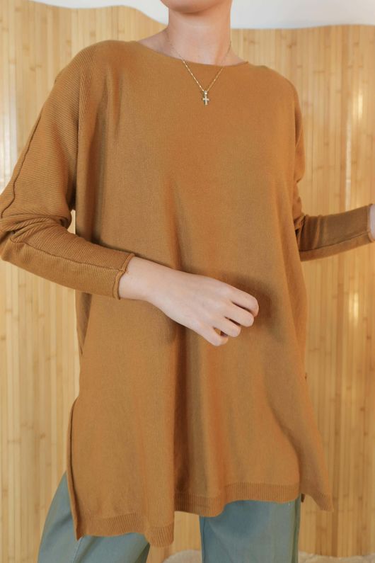 Winnie Ribby Stretch Longline Fine Knit Camel /5 **